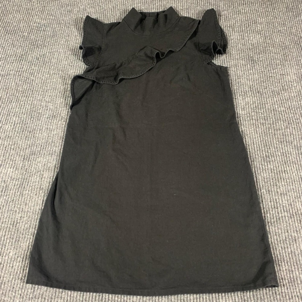 McGuire Dress Women's Medium Black Button Up Linen Blend Short Sleeve Layered